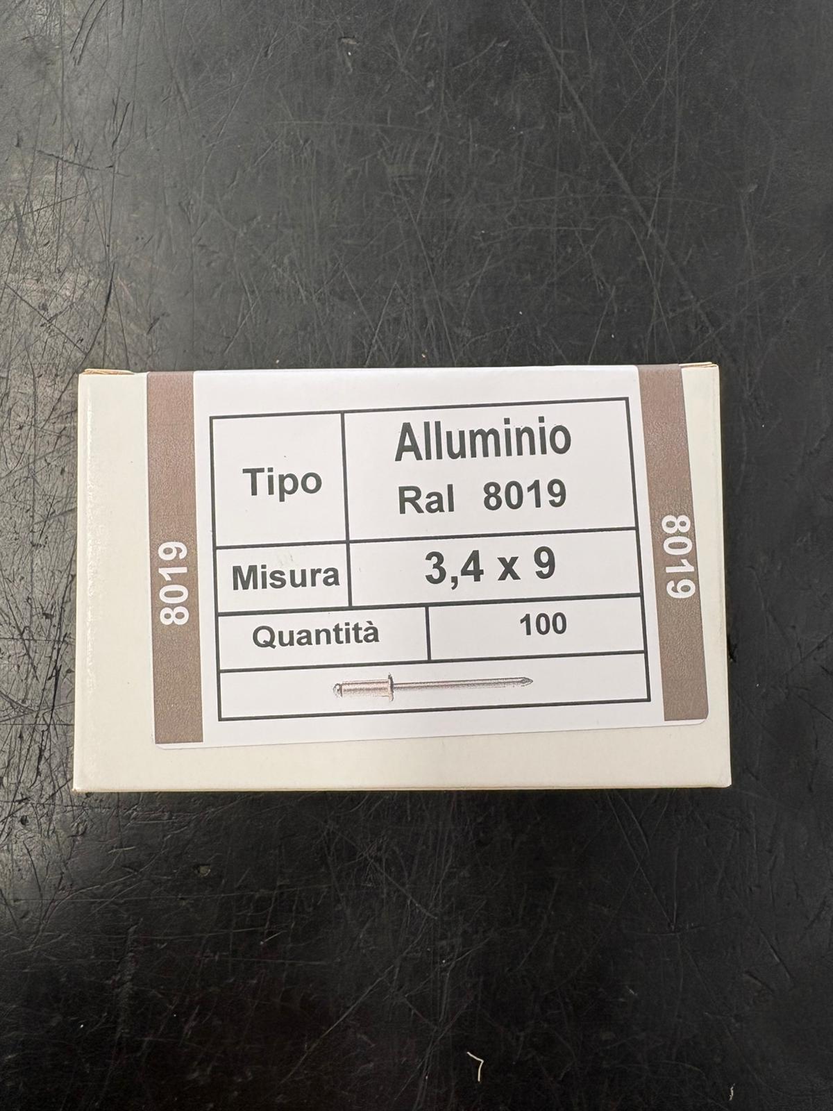 Rivetti in Alluminio TM 3,4x9 mm - Sacchetto da 100 pezzi