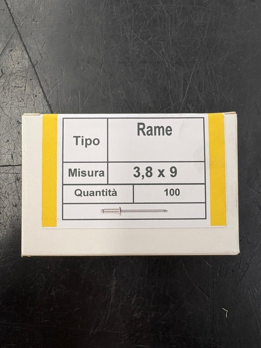 Rivetti in Rame 3,8x9 mm - Sacchetto da 100 pezzi
