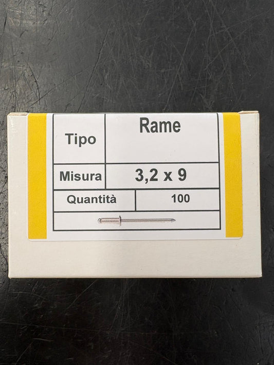Rivetti in Rame 3,2x9 mm - Sacchetto da 100 pezzi